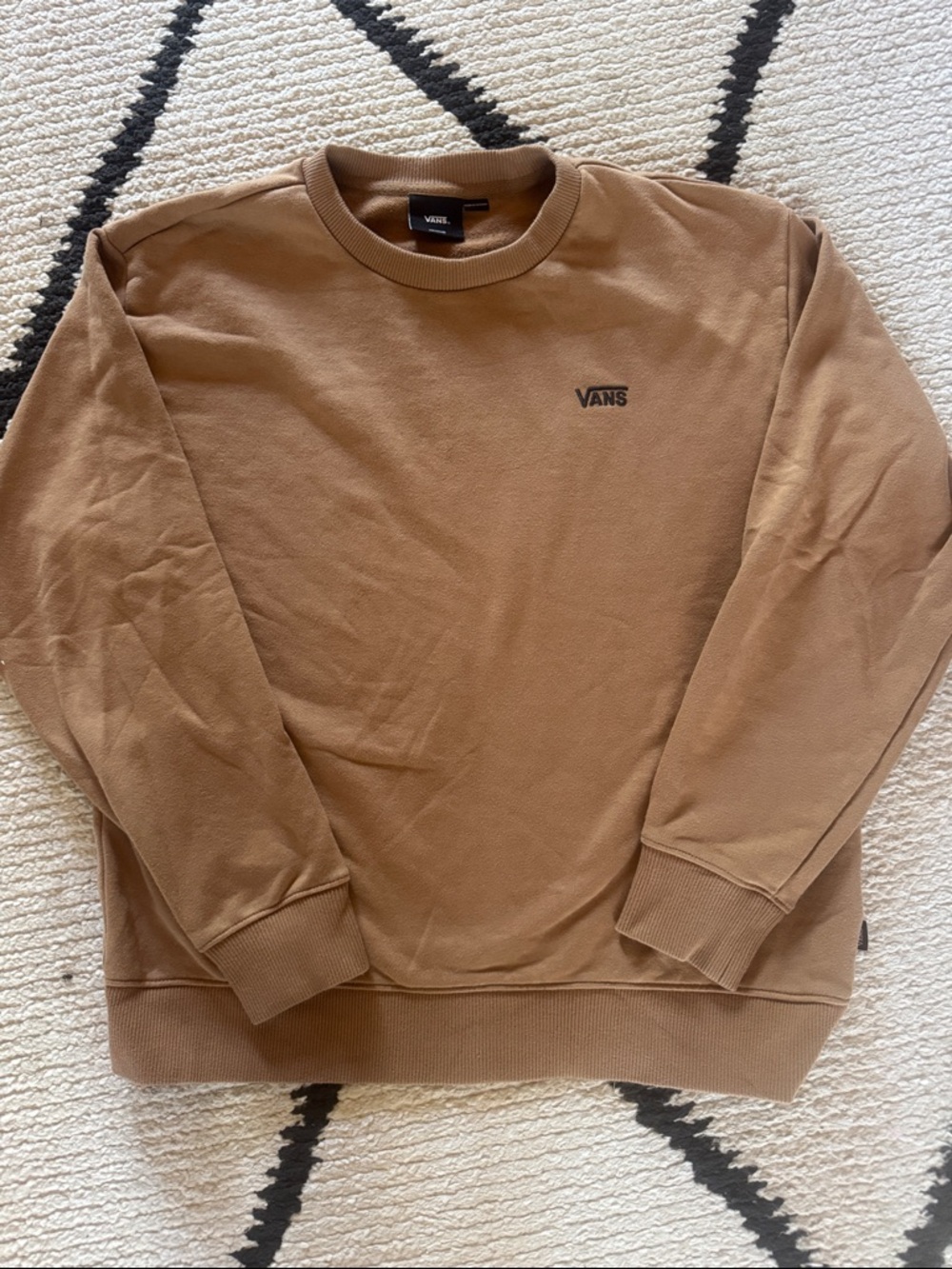 Vans Men's Crewneck Sweatshirt in Tan Brown black  Logo medium